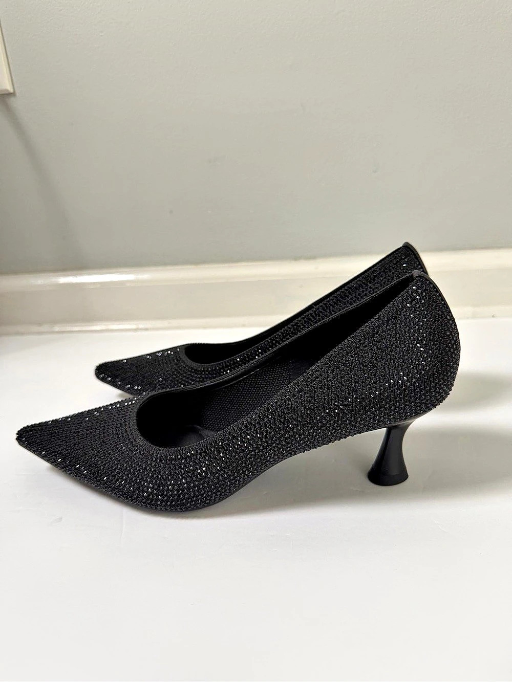 Cosy Island EternalPace Diamond Pointed Toe Kitten Heeled Pump Black 7.5 NWOB